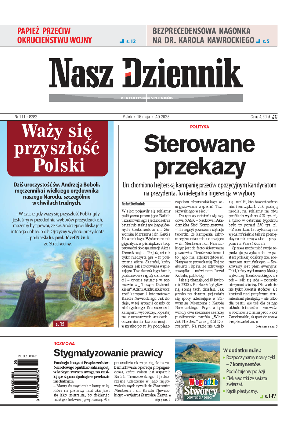 Nasz Dziennik z dnia 16.05.2025 wydanie PDF