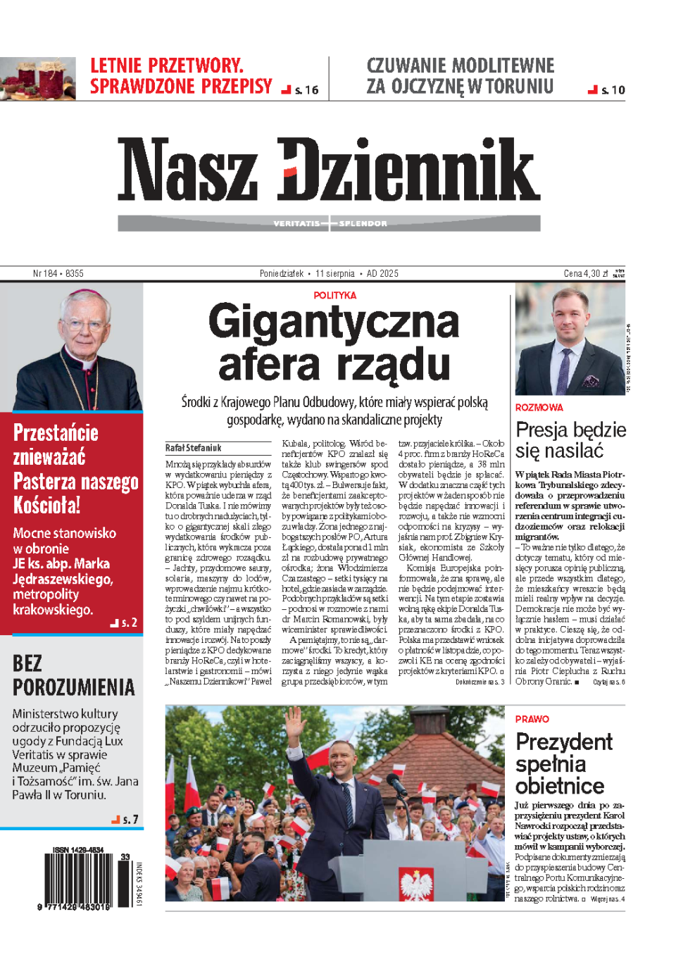 Nasz Dziennik z dnia 11.08.2025 wydanie PDF