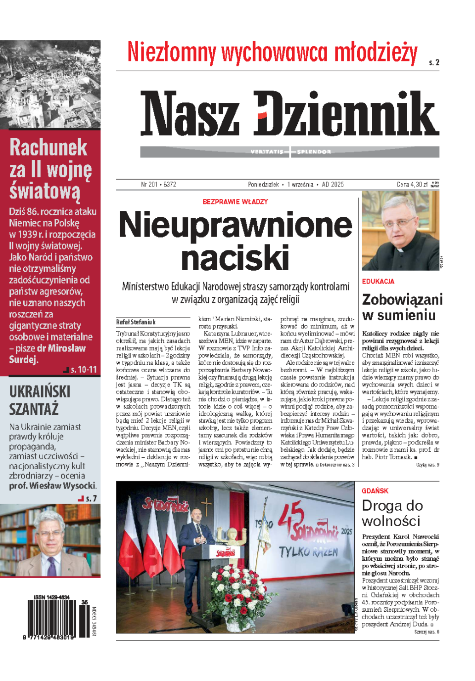 Nasz Dziennik z dnia 01.09.2025 wydanie PDF