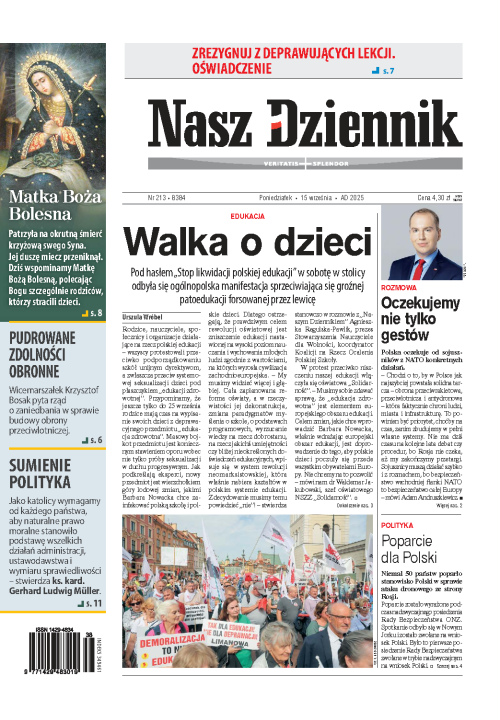 Nasz Dziennik z dnia 15.09.2025 wydanie PDF