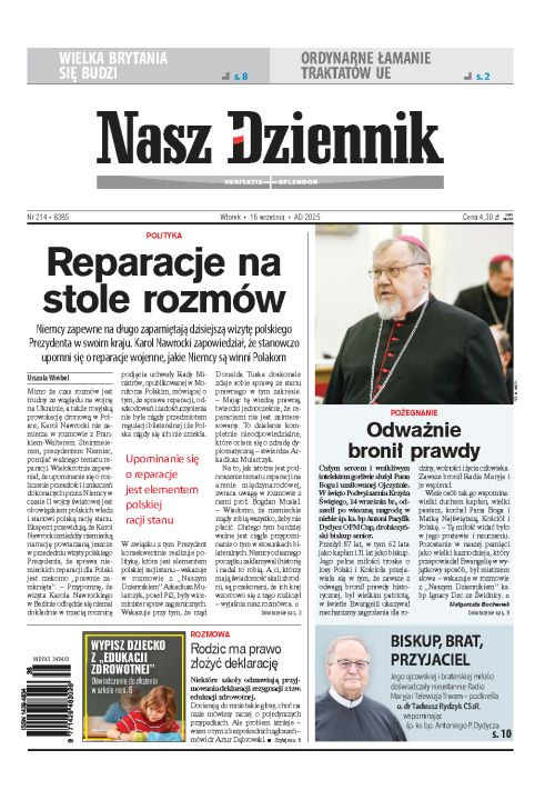 Nasz Dziennik z dnia 16.09.2025 wydanie PDF