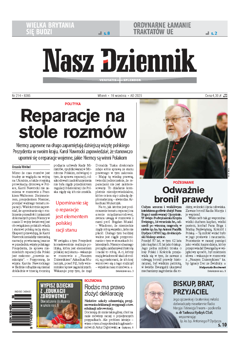 Nasz Dziennik z dnia 16.09.2025 wydanie PDF