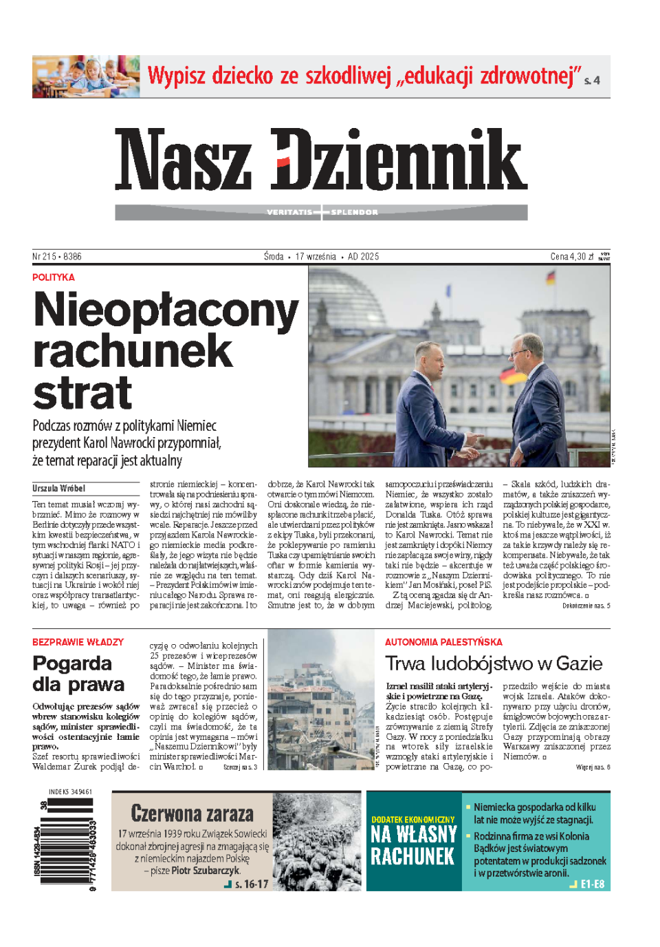 Nasz Dziennik z dnia 17.09.2025 wydanie PDF
