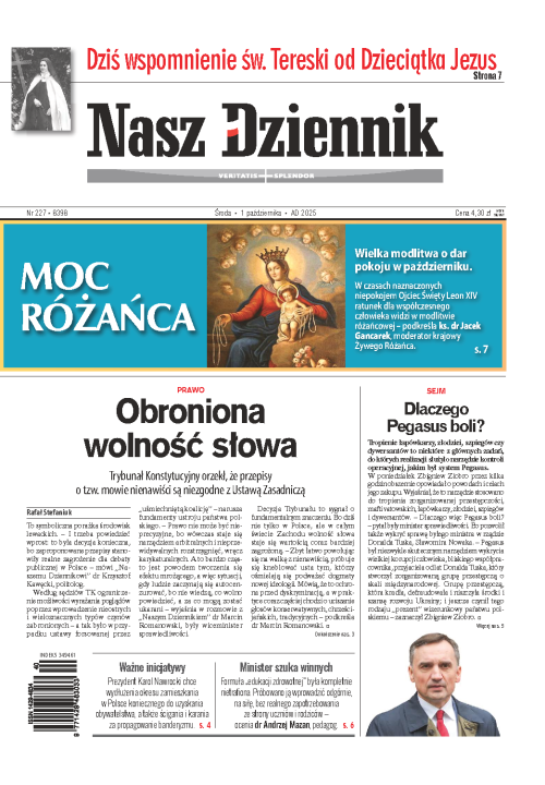 Nasz Dziennik z dnia 01.10.2025 wydanie PDF
