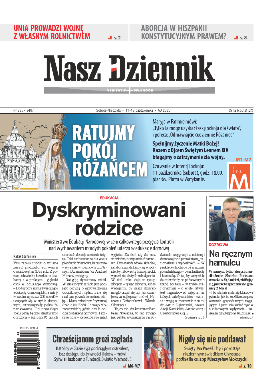 Nasz Dziennik z dnia 11.10.2025 wydanie PDF