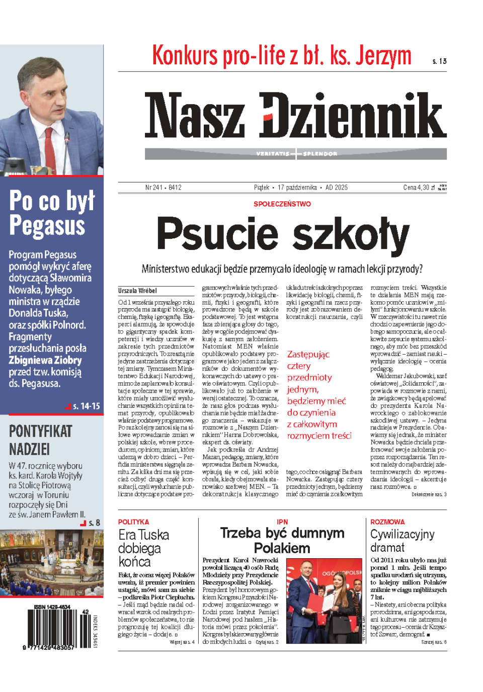 Nasz Dziennik z dnia 17.10.2025 wydanie PDF