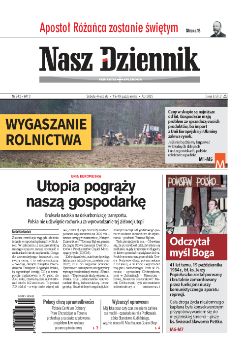 Nasz Dziennik z dnia 18.10.2025 wydanie PDF