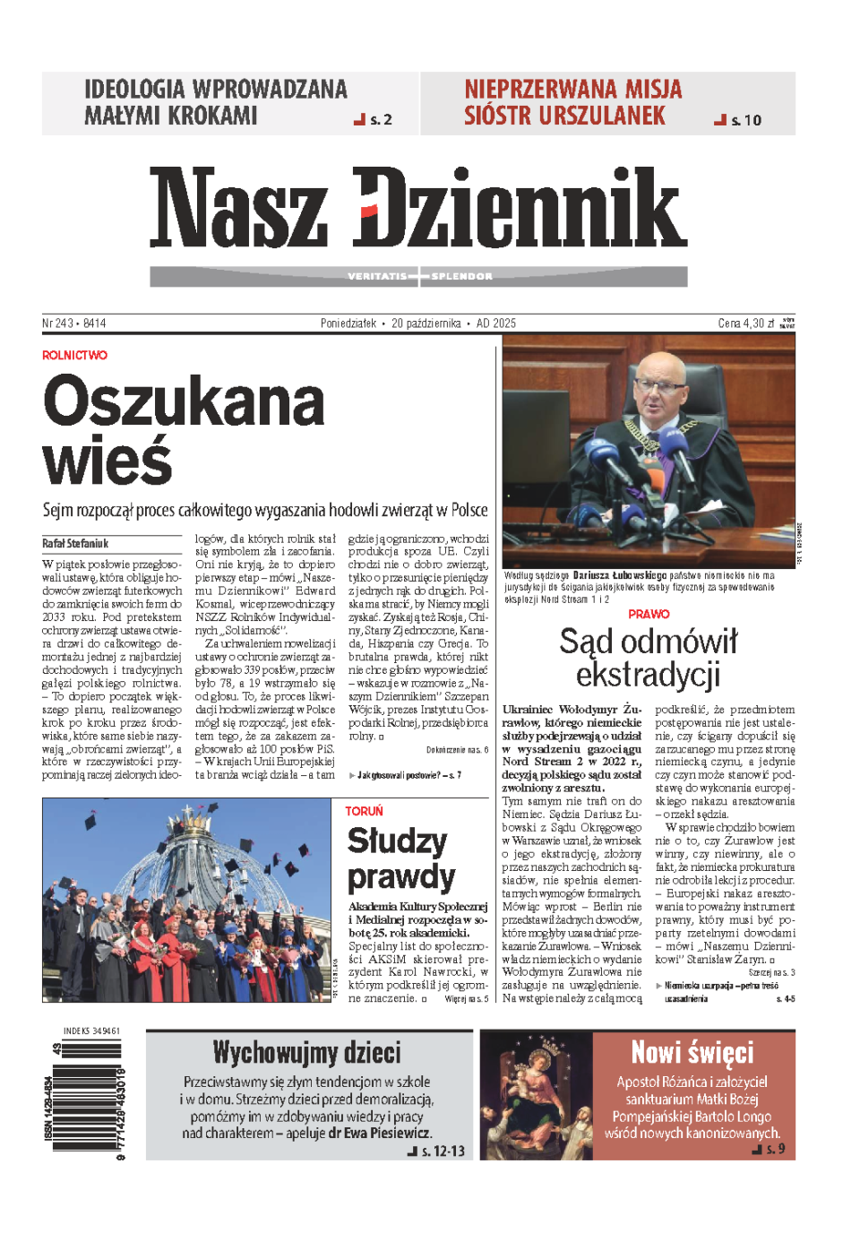 Nasz Dziennik z dnia 20.10.2025 wydanie PDF