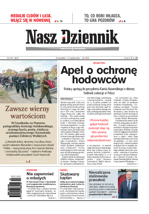 Nasz Dziennik z dnia 27.10.2025 wydanie PDF