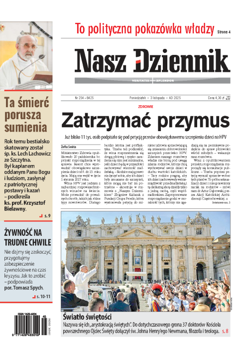 Nasz Dziennik z dnia 03.11.2025 wydanie PDF