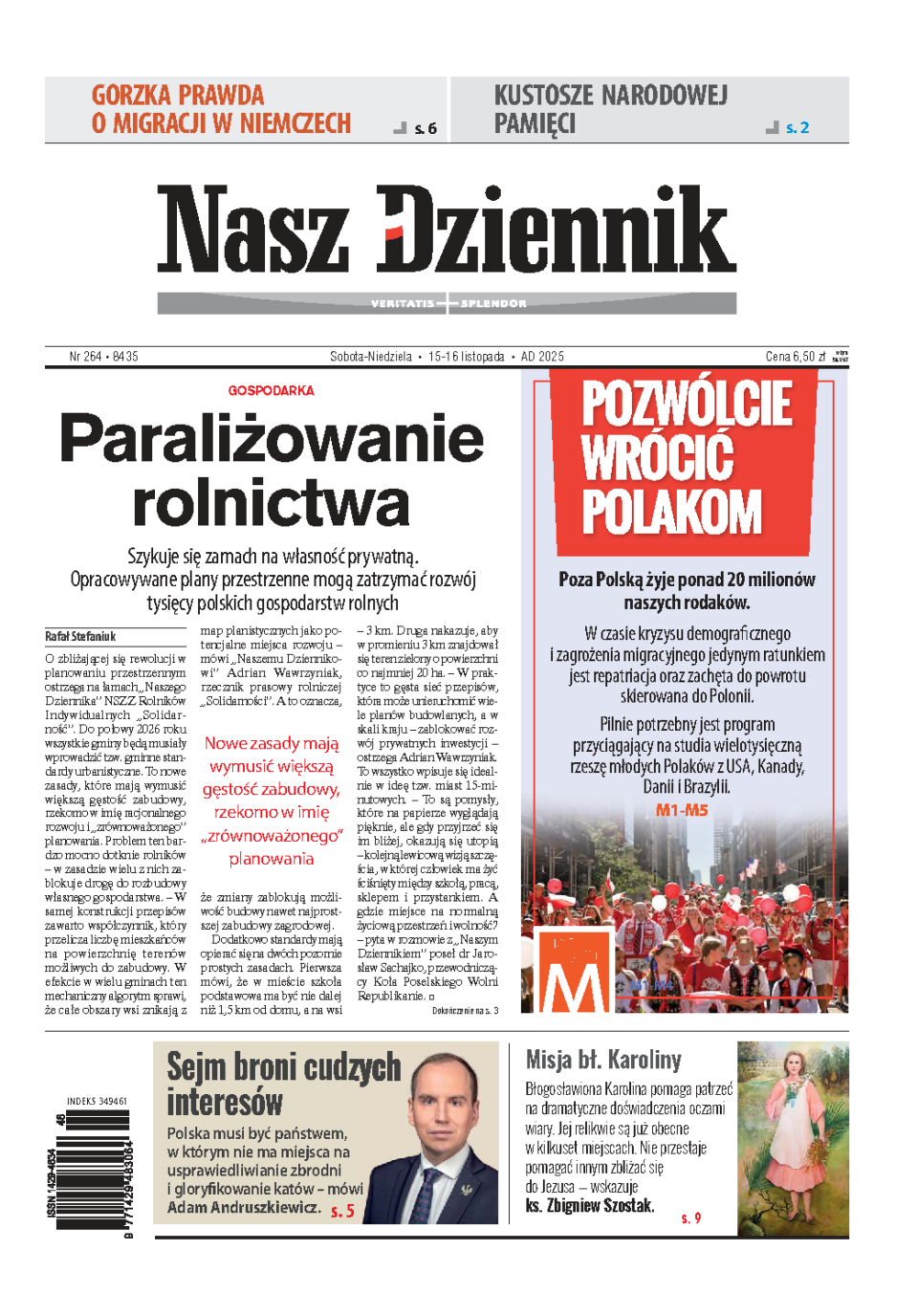 Nasz Dziennik z dnia 15.11.2025 wydanie PDF