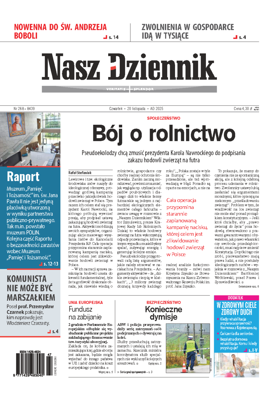 Nasz Dziennik z dnia 20.11.2025 wydanie PDF