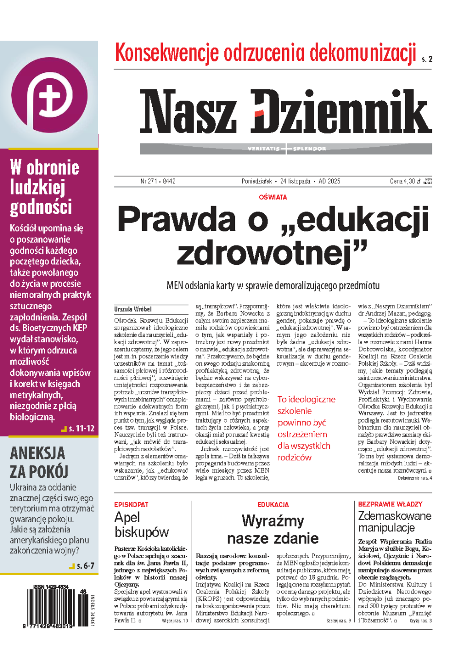 Nasz Dziennik z dnia 24.11.2025 wydanie PDF