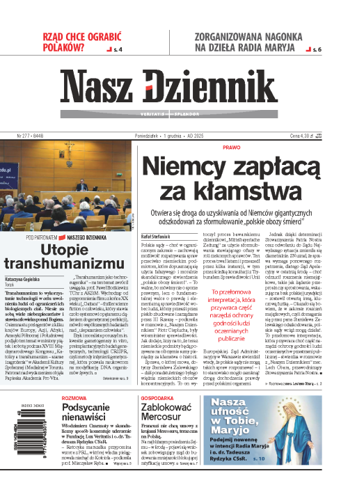 Nasz Dziennik z dnia 01.12.2025 wydanie PDF