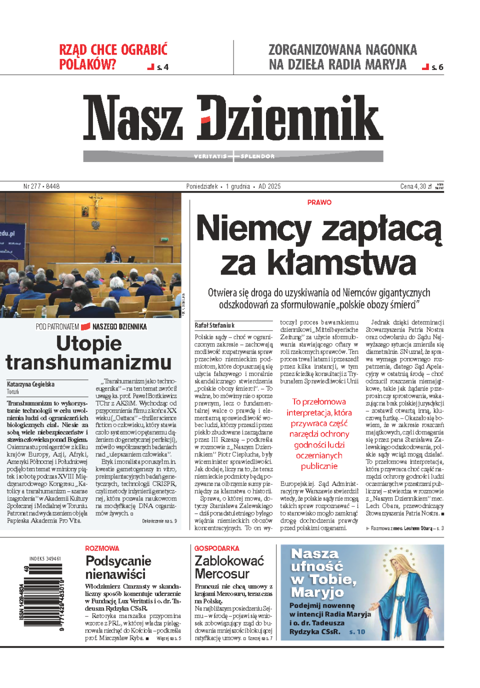 Nasz Dziennik z dnia 01.12.2025 wydanie PDF