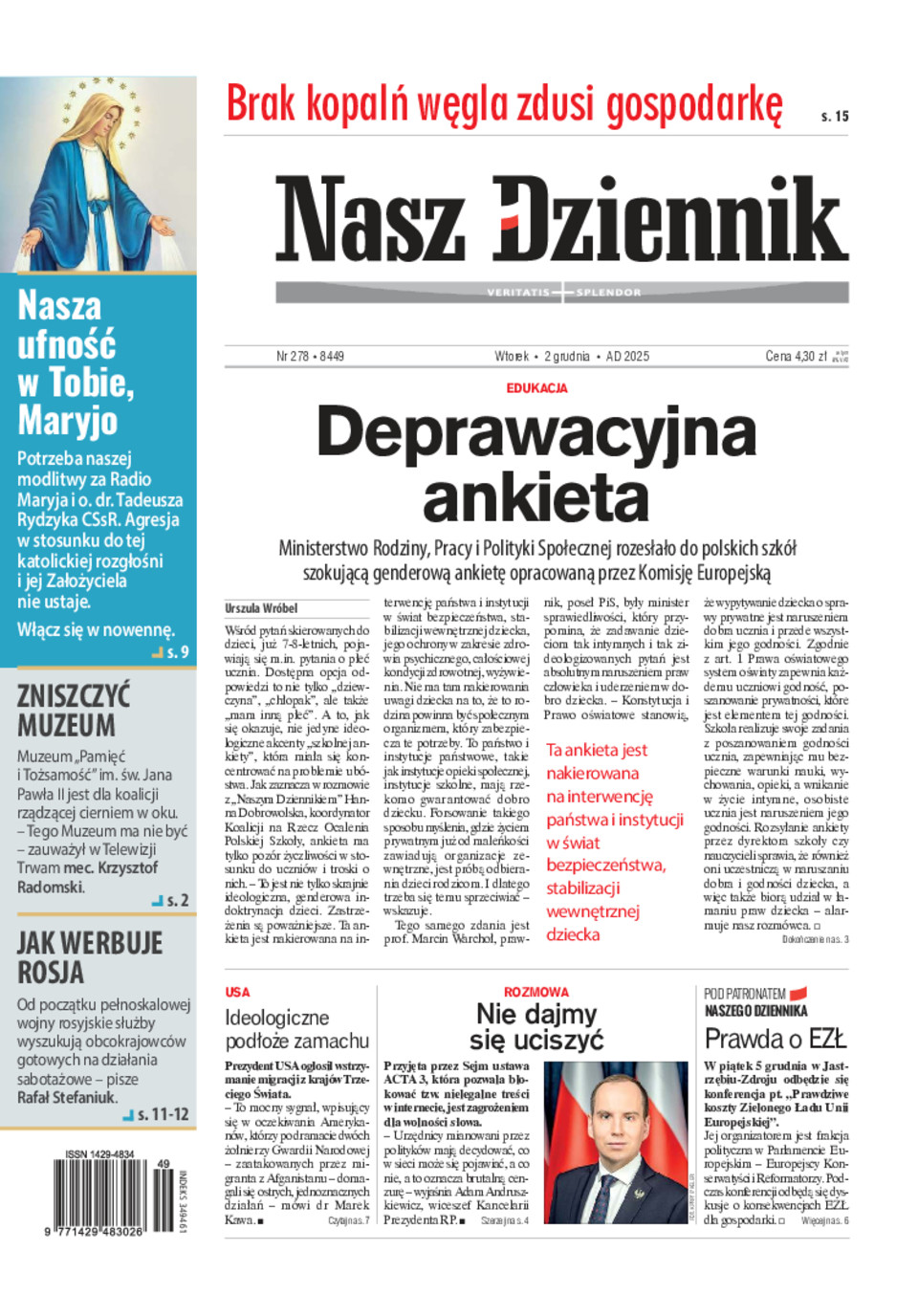 Wtorek, 2 grudnia 2025, Nr 278 (8449)