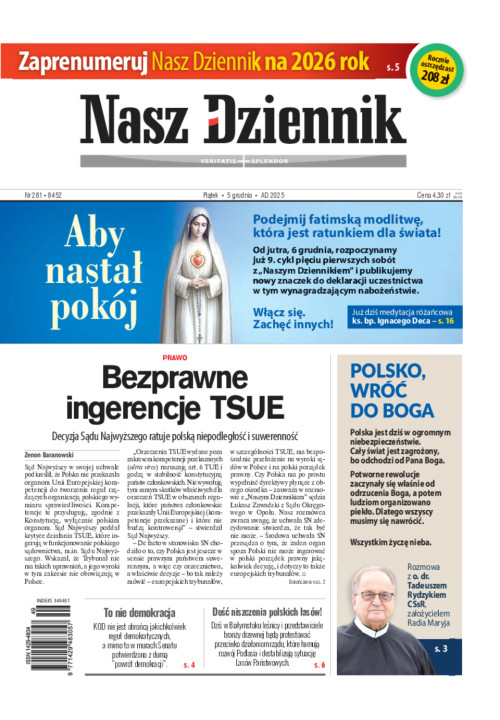 Piątek, 5 grudnia 2025, Nr 281 (8452)