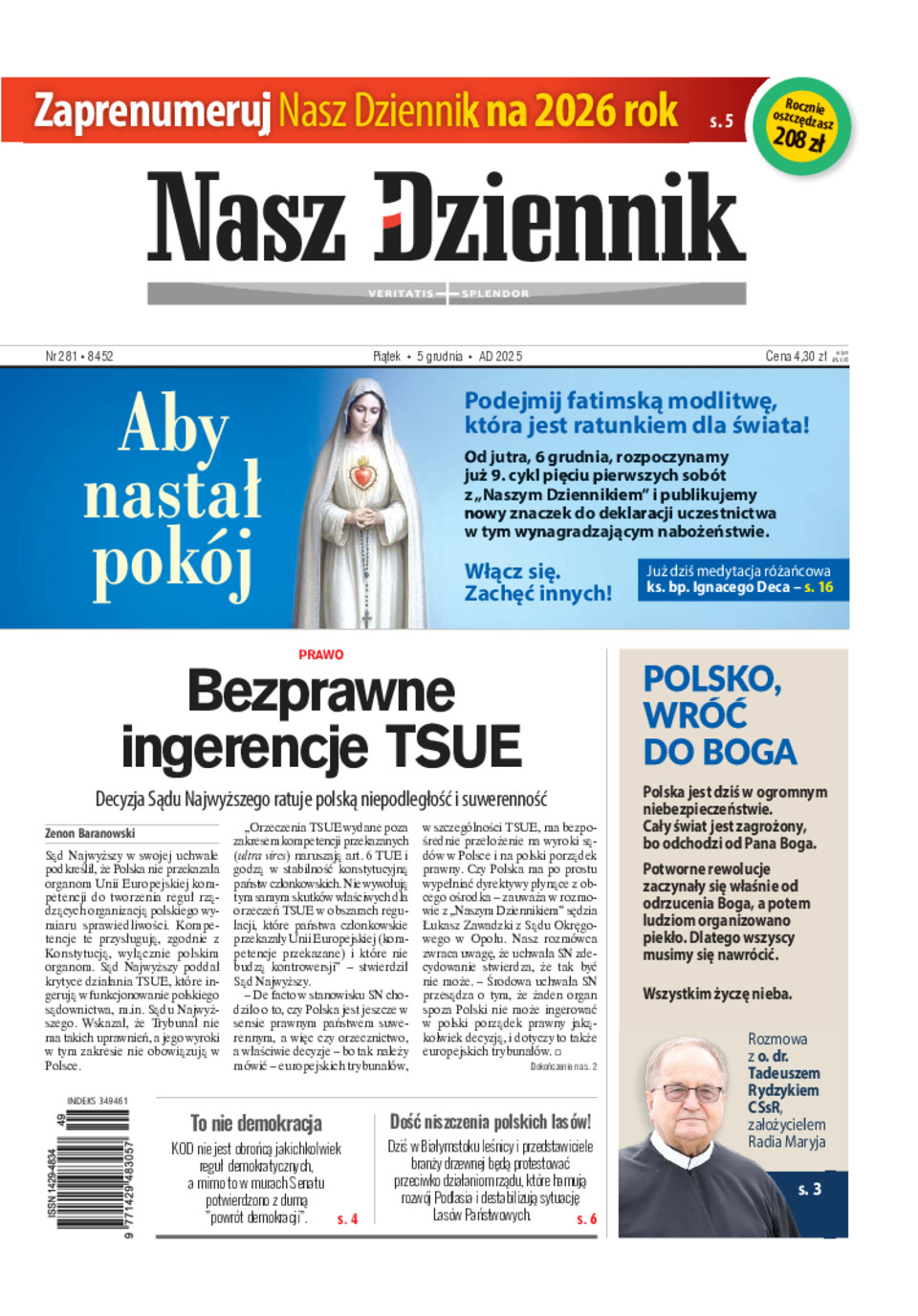Piątek, 5 grudnia 2025, Nr 281 (8452)