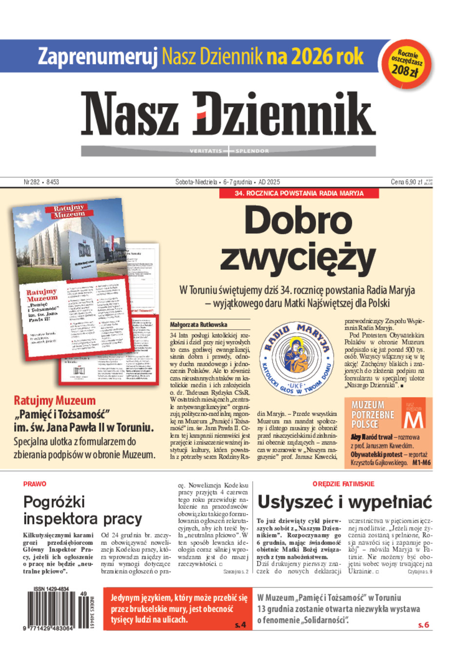 Sobota-Niedziela, 6-7 grudnia 2025, Nr 282 (8453)