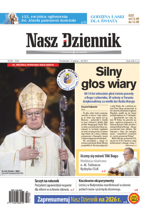 Poniedziałek 8 grudnia 2025, Nr 283 (8454)