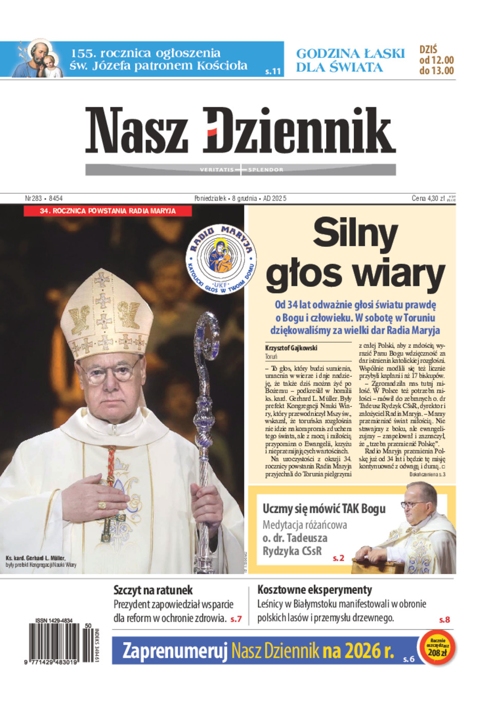 Poniedziałek 8 grudnia 2025, Nr 283 (8454)