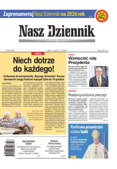 Wtorek, 9 grudnia 2025, Nr 284 (8455)