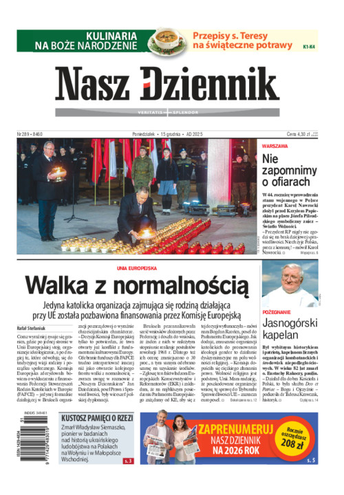 Poniedziałek, 15 grudnia 2025, Nr 289 (8460)