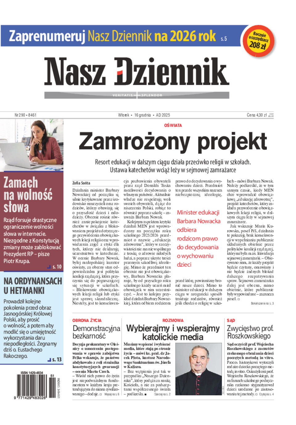 Wtorek, 16 grudnia 2025, Nr 290 (8461)
