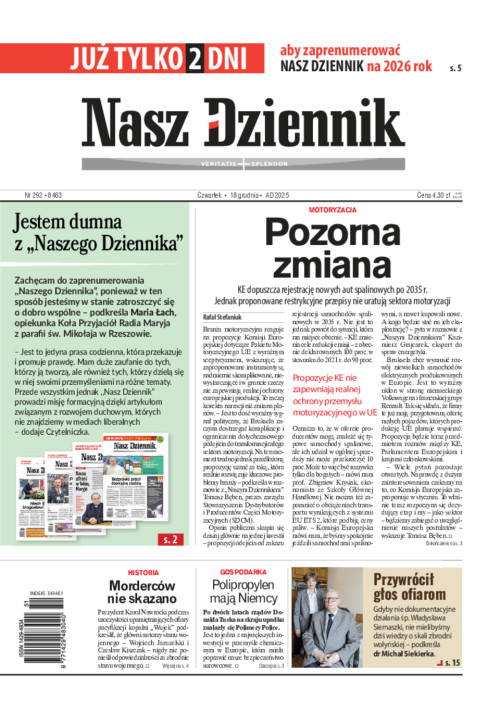 Czwartek, 18 grudnia 2025, Nr 292 (8463)