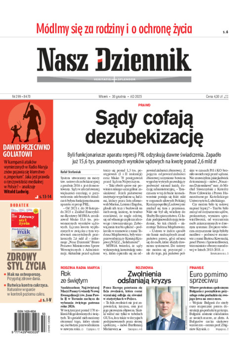 Nasz Dziennik, Wtorek, 30 grudnia 2025, Nr 299...
