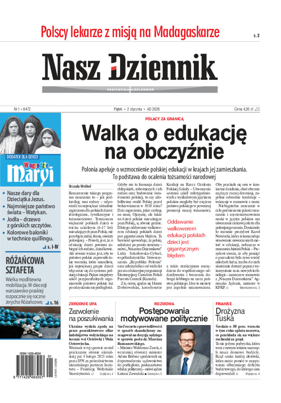 Nasz Dziennik, Piątek, 2 stycznia 2026, Nr 1 (8472)