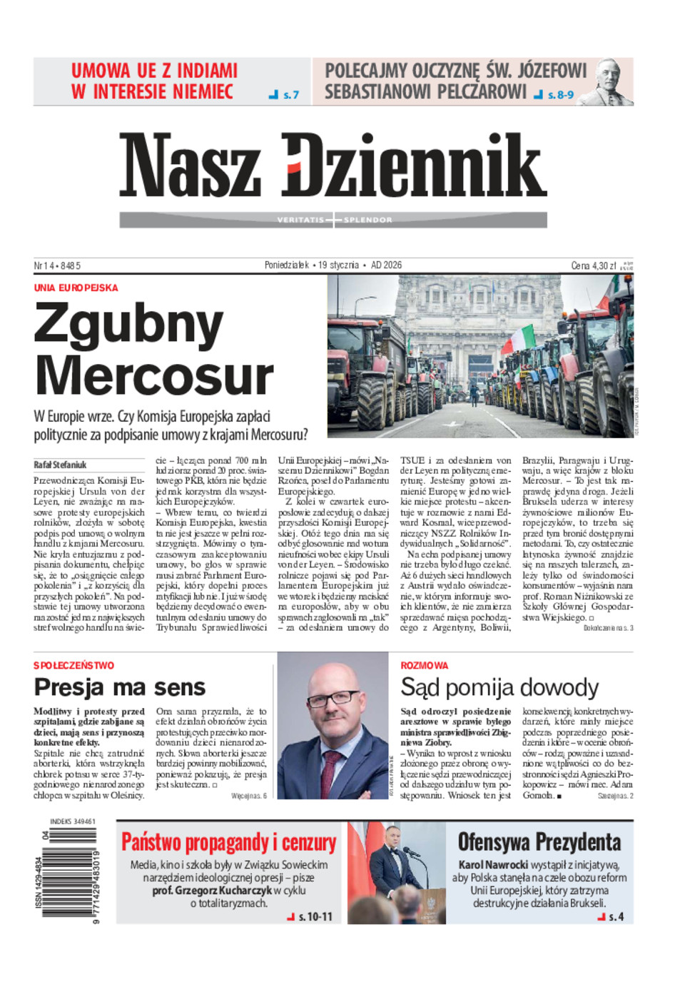 Nasz Dziennik, Poniedziałek, 19 stycznia 2026, Nr 14 (8485)