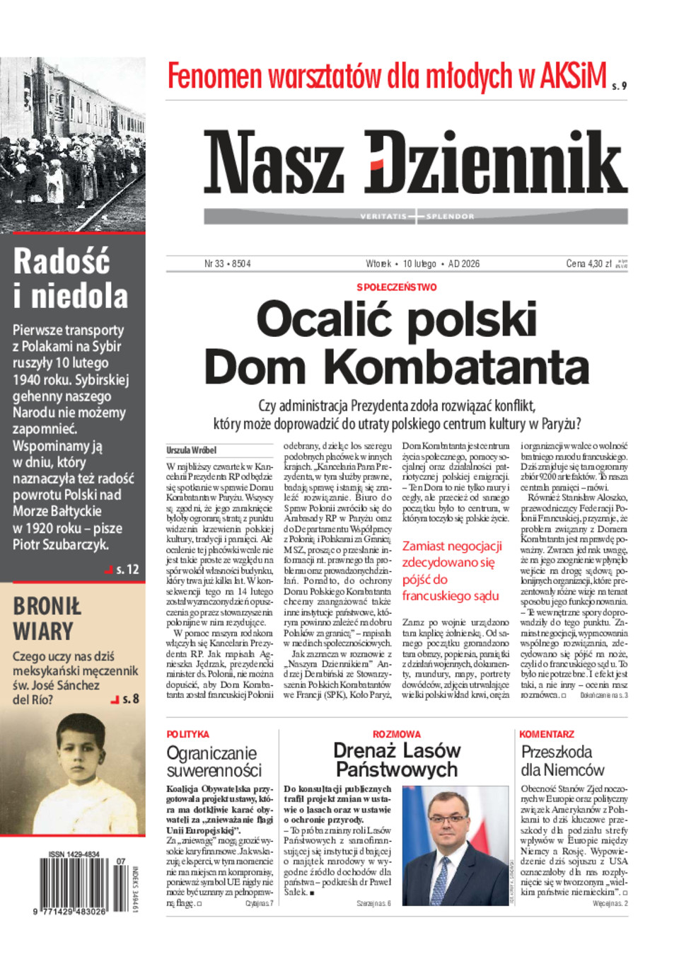 Nasz Dziennik, Wtorek, 10 lutego 2026, Nr 33 (8504)