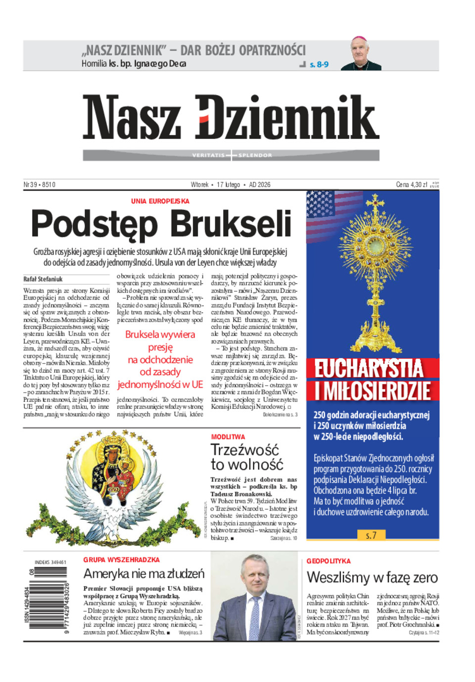 Nasz Dziennik, Wtorek, 17 lutego 2026, Nr 39 (8510)