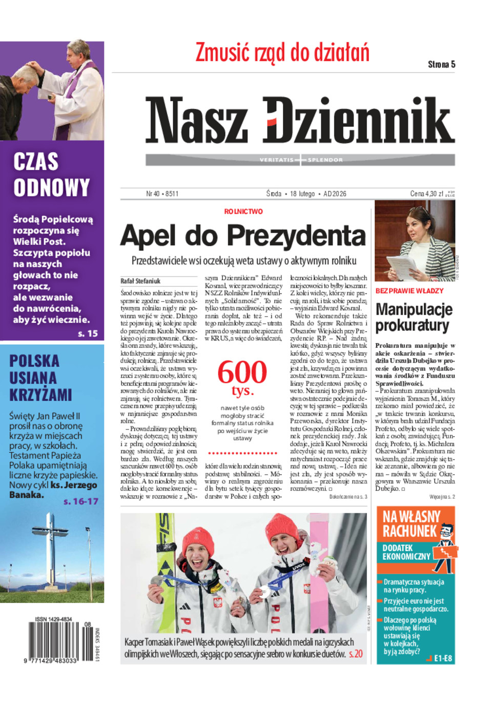 Nasz Dziennik, Środa, 18 lutego 2026, Nr 40 (8511)
