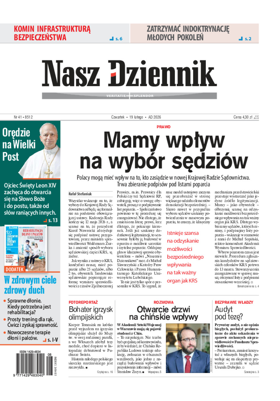 Nasz Dziennik, Czwartek, 19 lutego 2026, Nr 41 (8512)