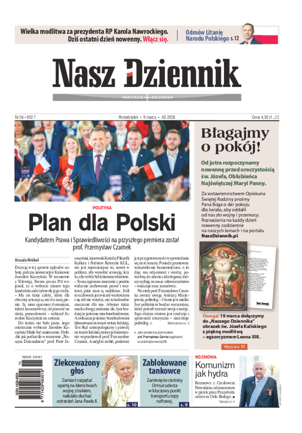 Nasz Dziennik, Poniedziałek, 9 marca 2026, Nr 56 (8527)