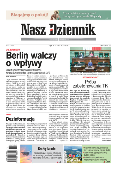 Nasz Dziennik, Piątek, 13 marca 2026, Nr 60 (8531)