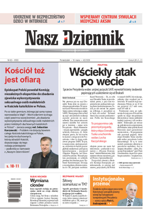 Nasz Dziennik, Poniedziałek, 16 marca 2026, Nr 62 (8533)