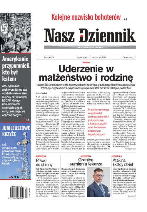Nasz Dziennik, Poniedziałek, 23 marca 2026, Nr...