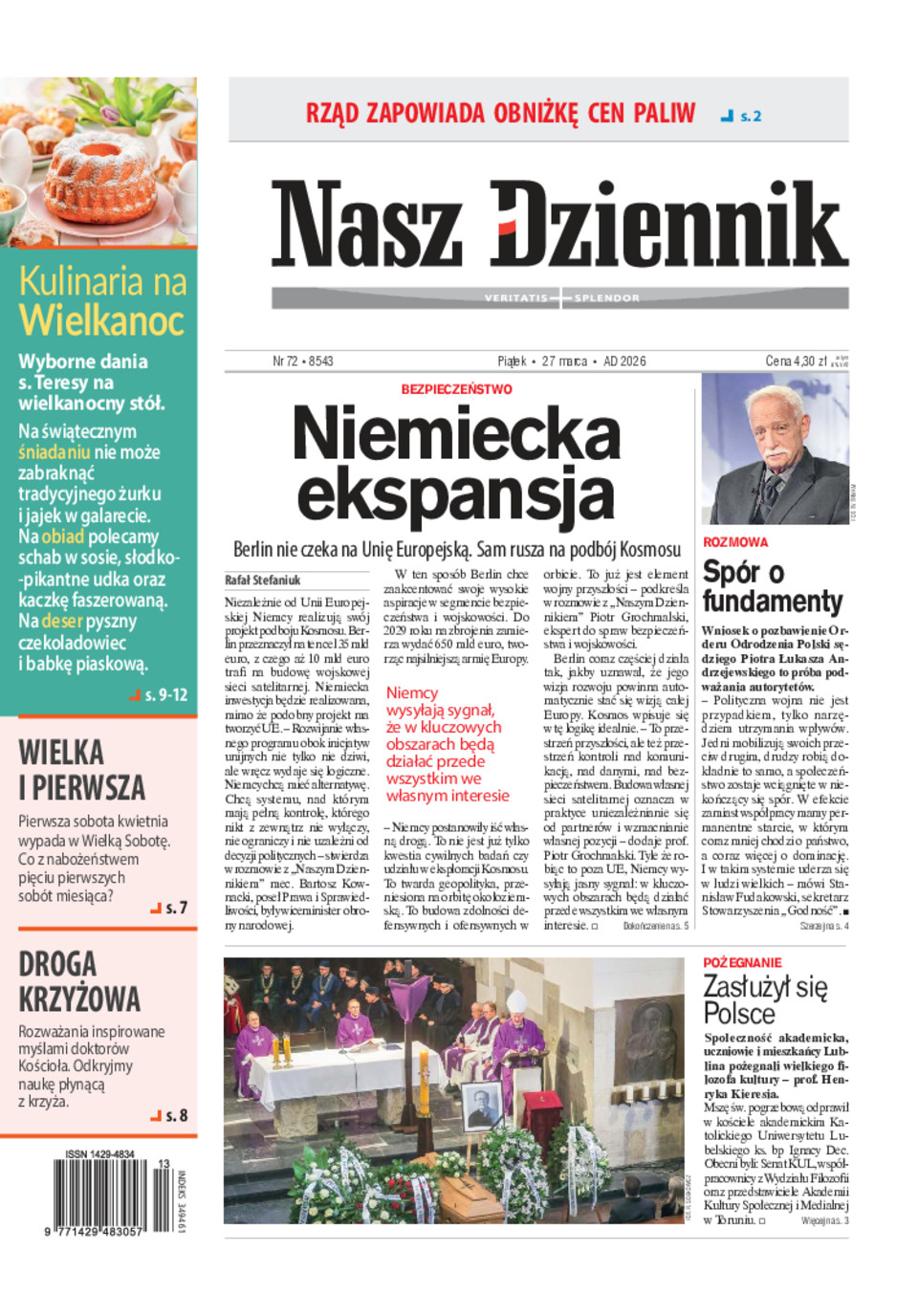 Nasz Dziennik, Piątek, 27 marca 2026, Nr 72 (8543)