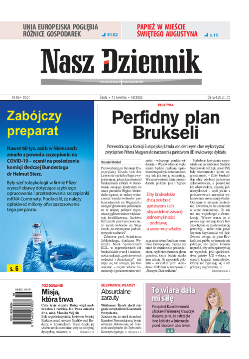 Nasz Dziennik, Środa, 15 kwietnia 2026, Nr 86...