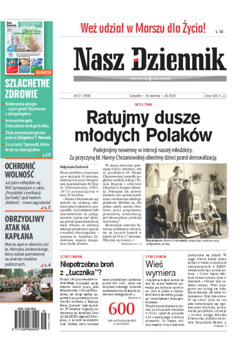 Nasz Dziennik, Czwartek, 16 kwietnia 2026, Nr...