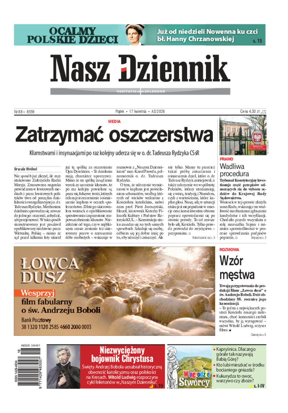 Nasz Dziennik, Piątek, 17 kwietnia 2026, Nr 88 (8559)