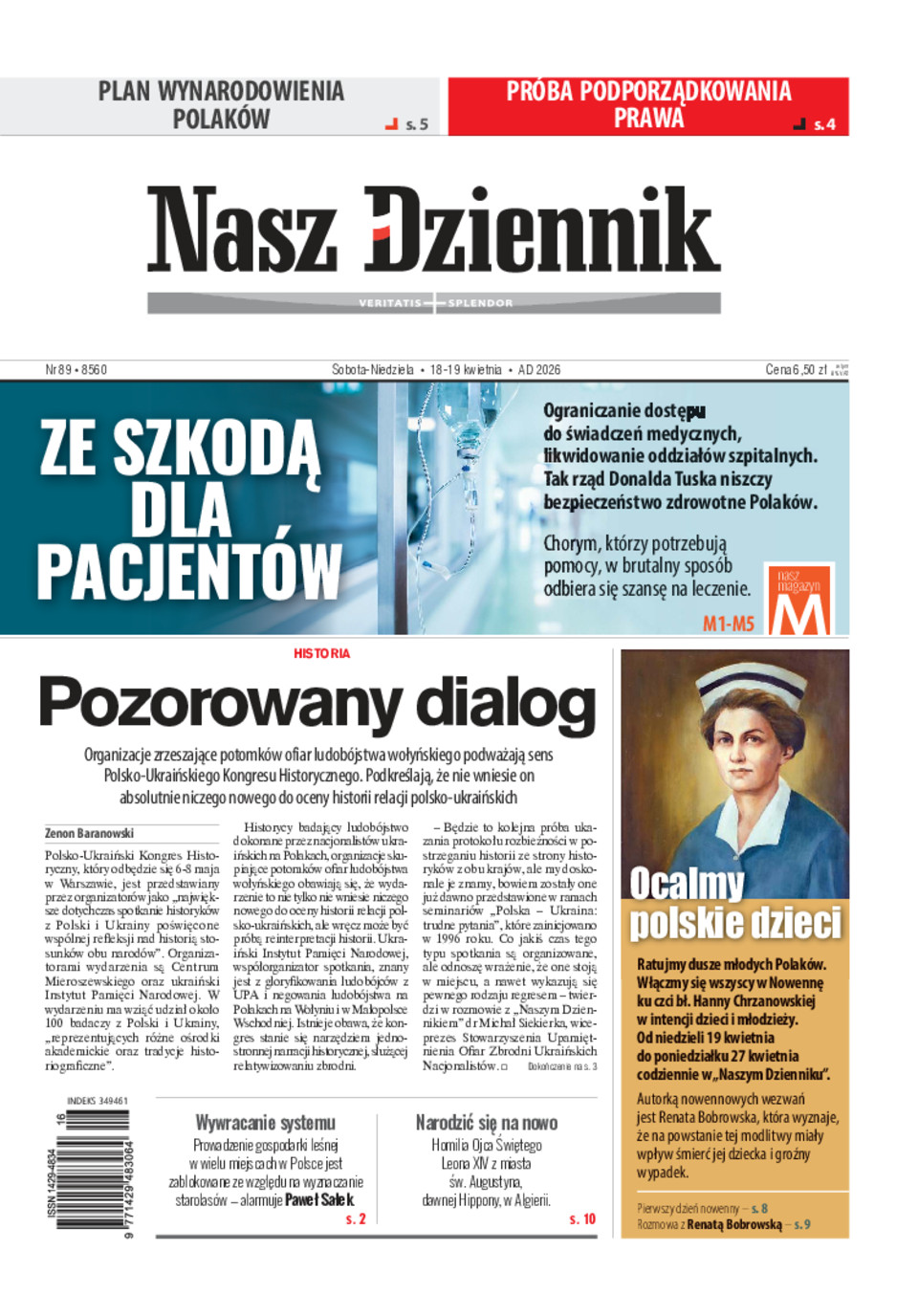 Nasz Dziennik, Sobota-Niedziela, 18-19 kwietnia 2026, Nr 89 (8560)