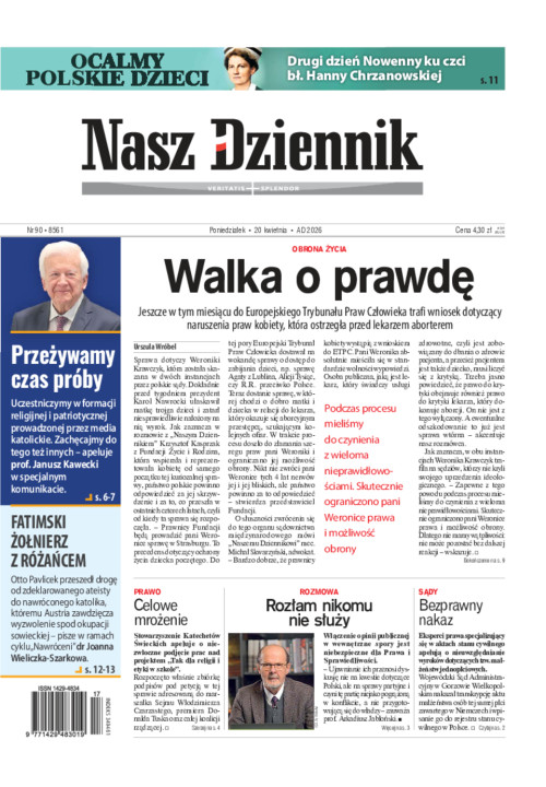 Nasz Dziennik, Poniedziałek, 20 kwietnia 2026,...