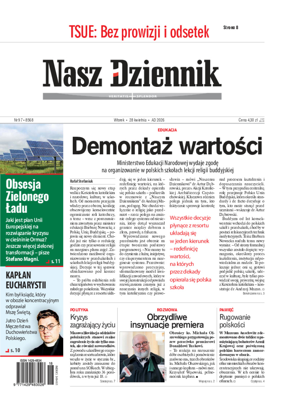 Nasz Dziennik, Wtorek, 28 kwietnia 2026, Nr 97 (8568)