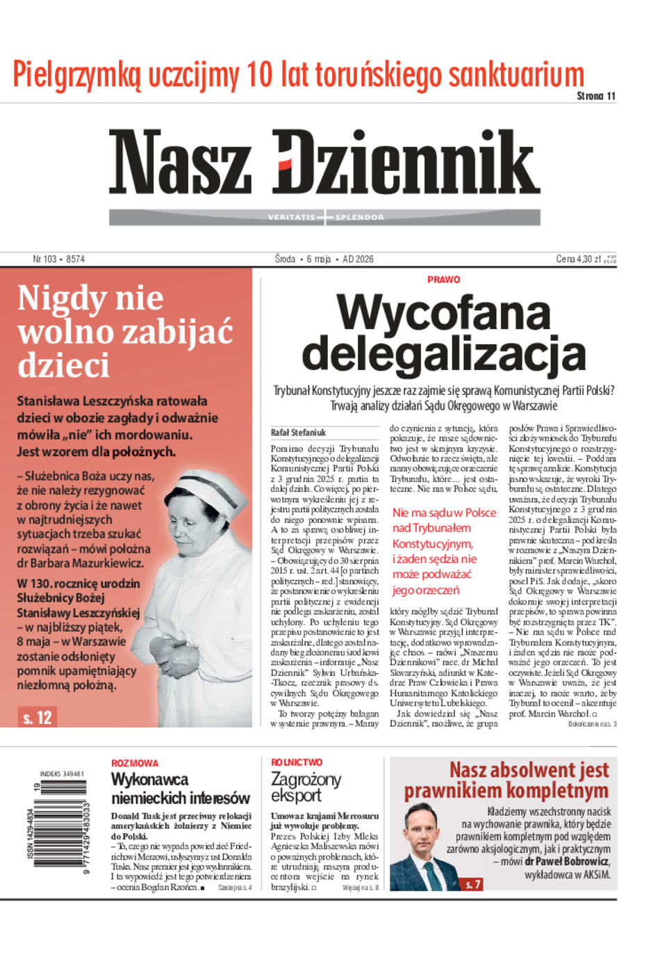 Nasz Dziennik, Środa, 6 maja 2026, Nr 103 (8574)