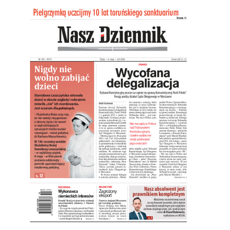 Nasz Dziennik, Środa, 6 maja 2026, Nr 103 (8574)