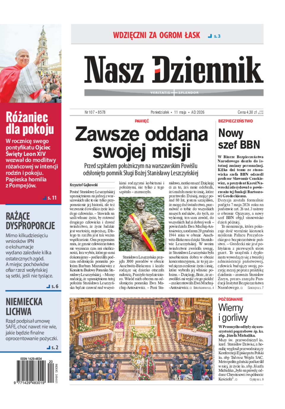 Nasz Dziennik, Poniedziałek, 11 maja 2026, Nr 107 (8578)